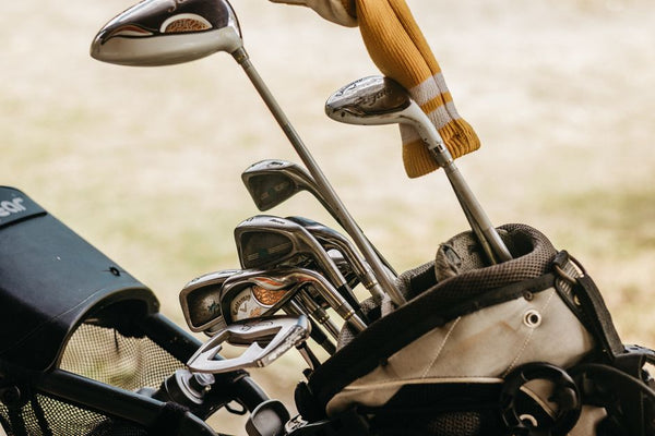 Set of golf clubs in a golf bag