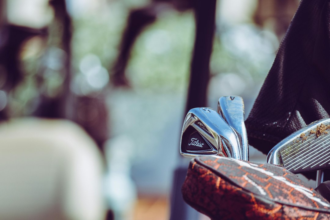 Titleist golf clubs in a bag