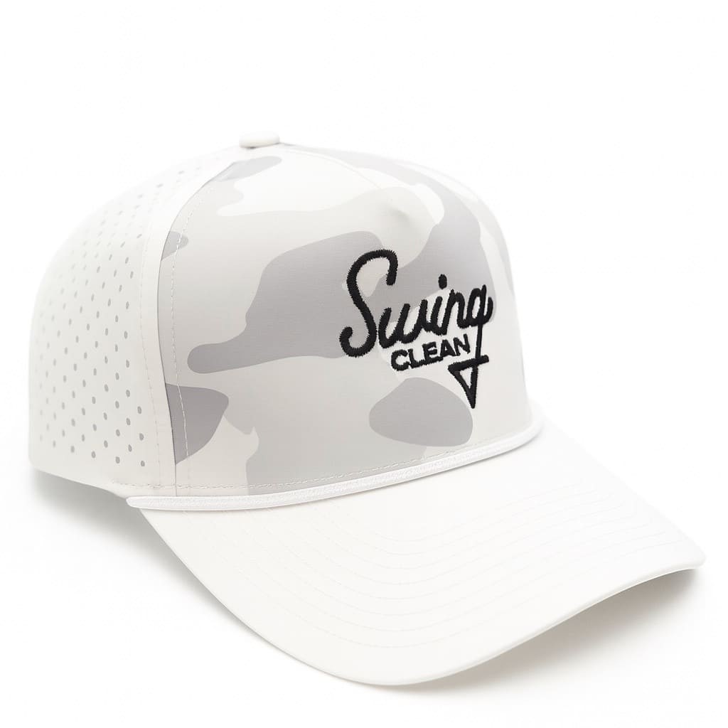 Swing Clean logo rope hat in arctic camo with black logo