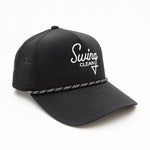 Swing Clean logo rope hat in black with white logo