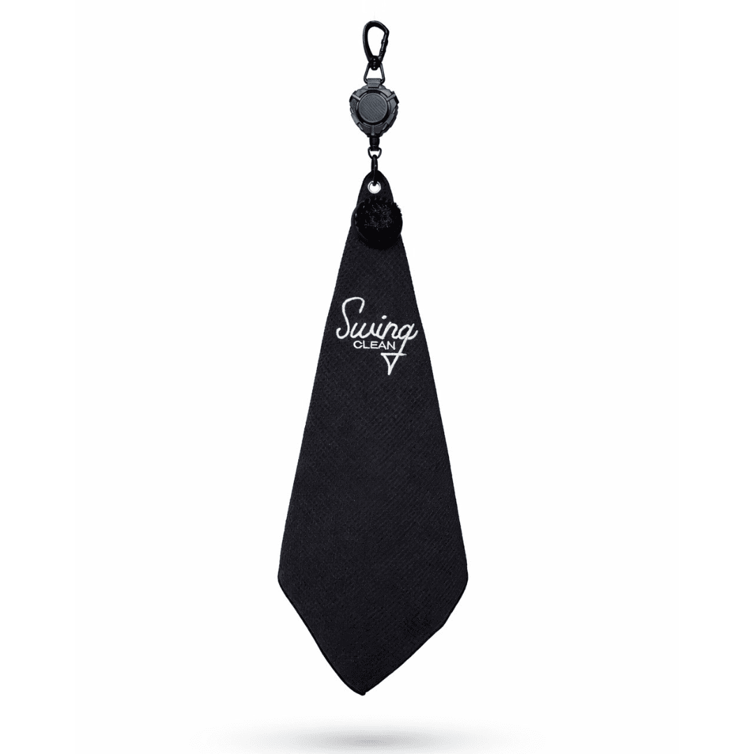 Swing Clean Duo Pro 2-in-1 golf towel and brush combo in Pitch Black